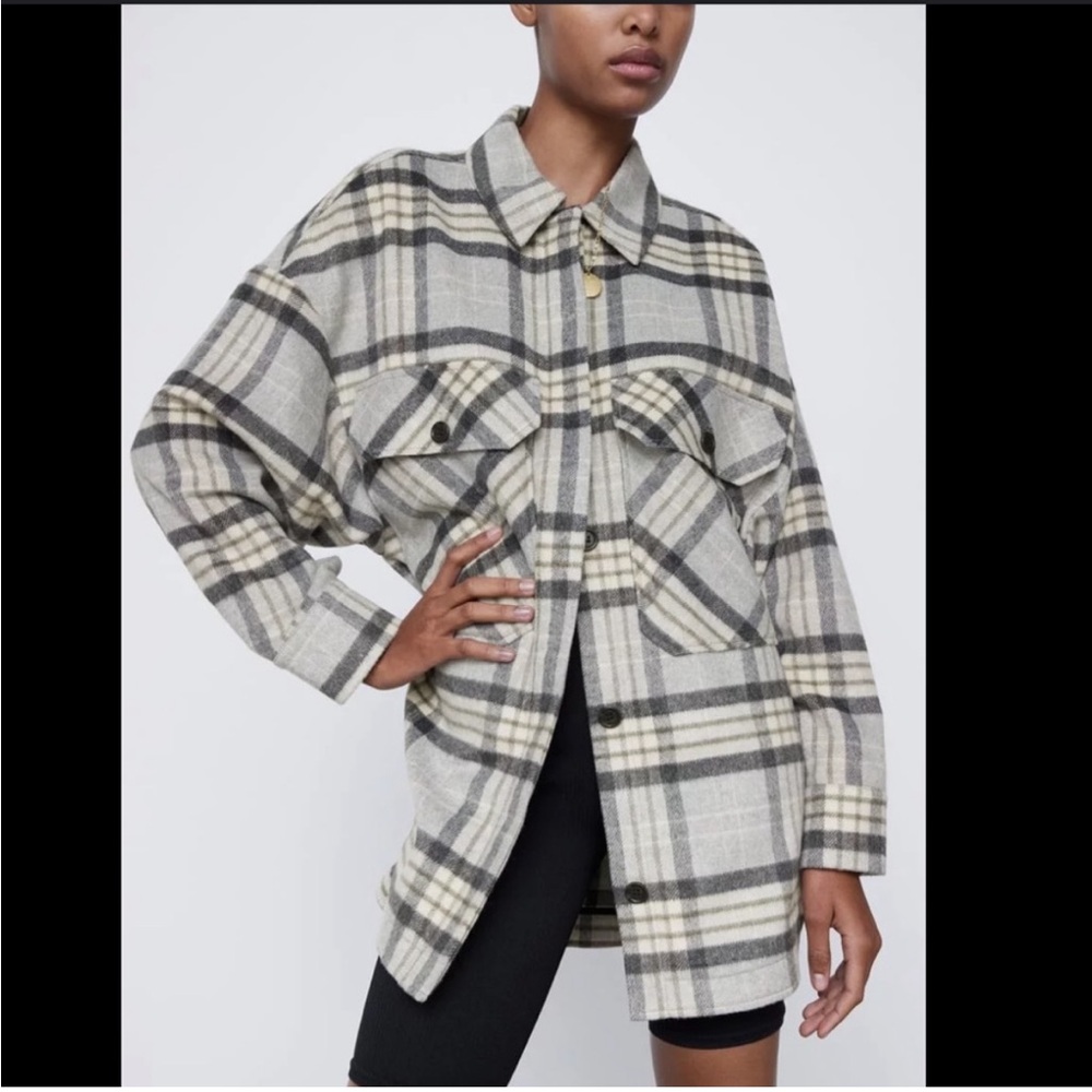 SOLD✔️2/18: NWOT Zara Plaid Overshirt, Size Large - Picture 6 of 15